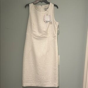 Kasper Textured White Midi Dress